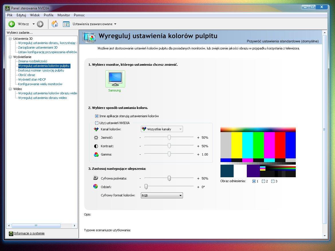 RE: Gdzie w Windows 7 jest ustawienie kontrastu ,ostrosci i kolorów ?