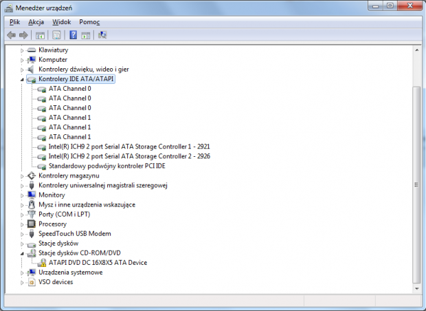 Printscreen z Menadżera Urządzeń.