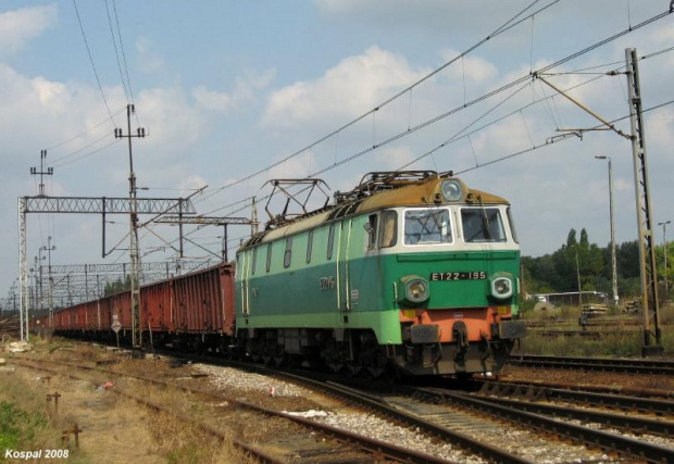 26.08.2008 ET2-195 (ZT Ostrów Wlkp), rusza z pociągiem towarowym z Niemiec. #ET22 #Kostrzyn #PKP