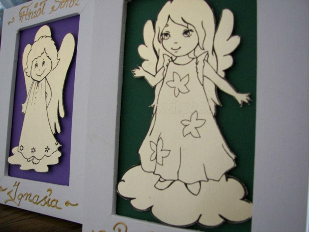 aniołki złote na chrzest dla chłopczyka dziewczynki z wierszykiem grawer